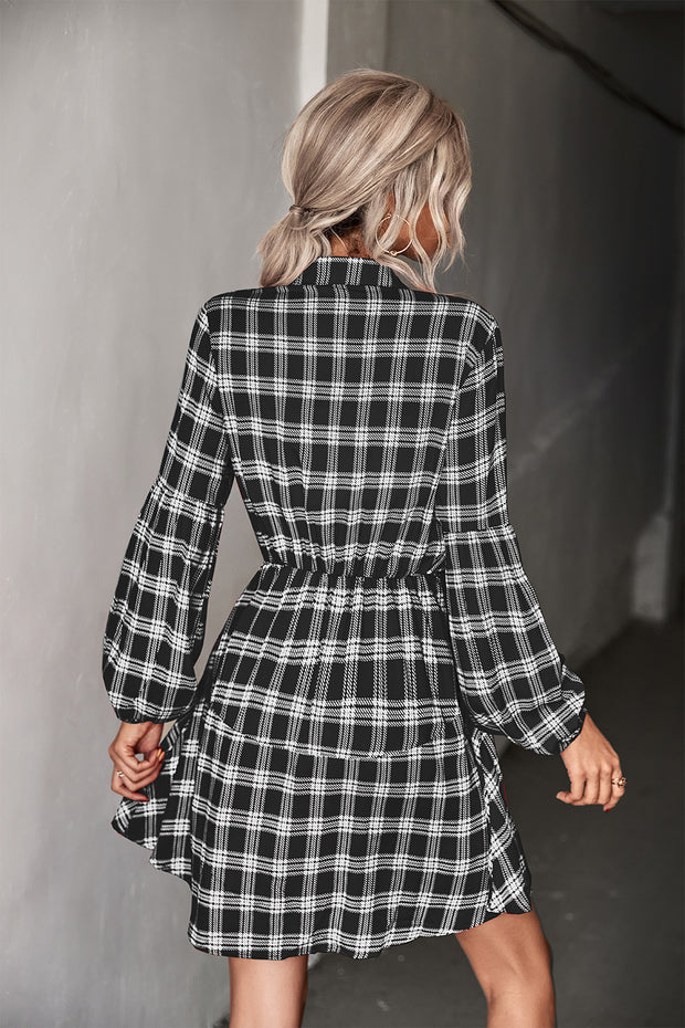 Plaid Mini Shirt Dress