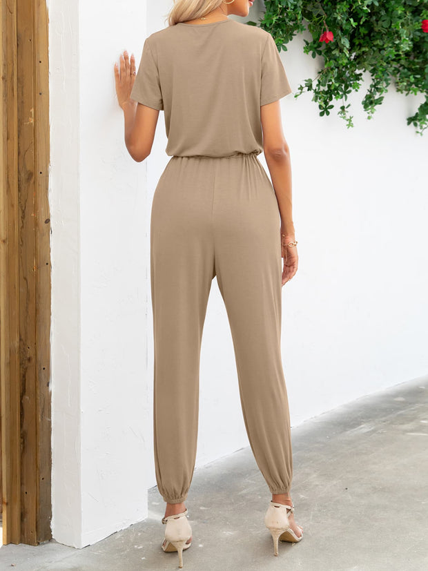 V-Neck Jumpsuit with Pockets