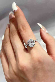 THE AVA Platinum-Plated 2 Carat Oval Moissanite Ring