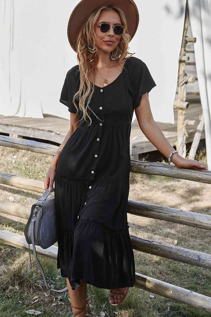 Buttoned Midi Dress