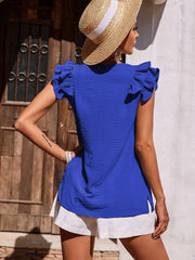 Ruffled Cap Sleeve Blouse