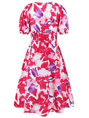 Ruched Floral Midi Dress