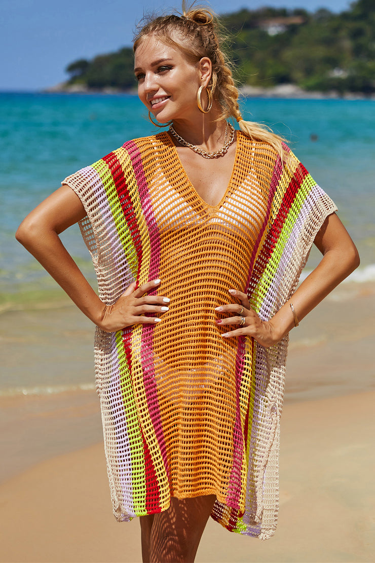 Openwork Striped Cover Up