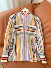 Striped Lantern Sleeve Shirt